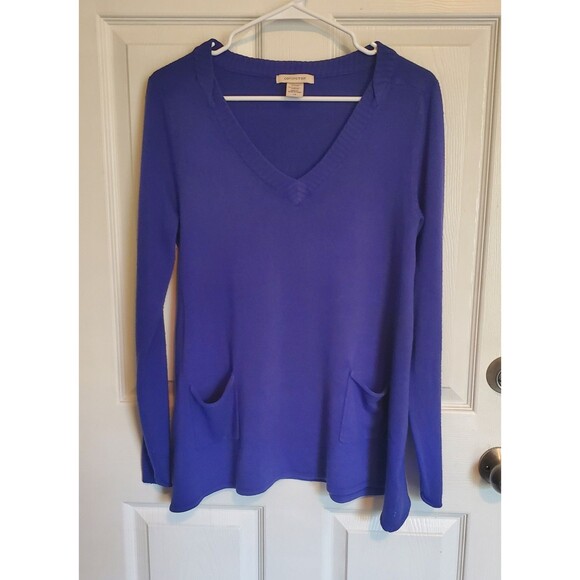 Covington Sweater Womens Large Bright Blue V Neck Trapeze With Pockets - Picture 1 of 7